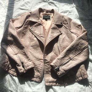 Light Pink Leather Jacket Plus Size